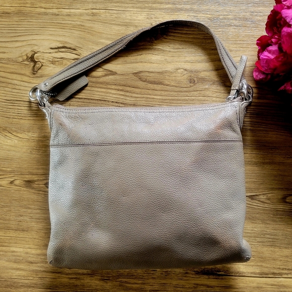 Coach Neutral Gray Pebble Leather Shoulder Bag - Picture 5 of 10